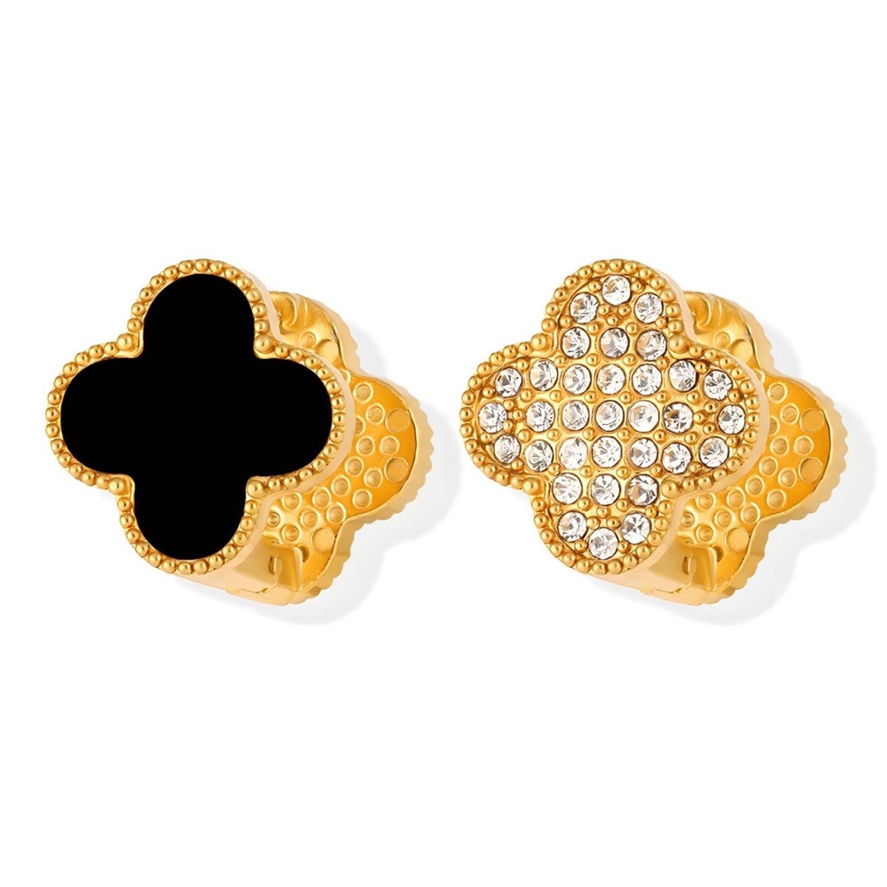 Gold and Black Clover Earrings